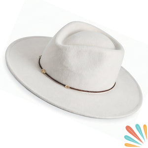 Boho Mandala Hat, Wide Brim, Patterned, Vegan Felt, Gifts for her