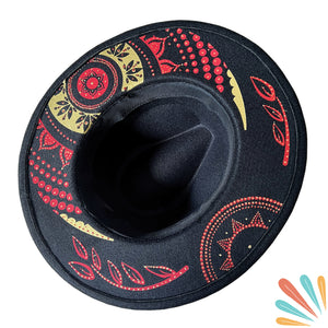 Handcrafted Black, Red and Gold, Traditional Patterned Felt (Vegan)