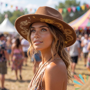 Double Dragons, Boho Wide Brim, Bohemian Festival, Hat, Beach, Statement Hat
