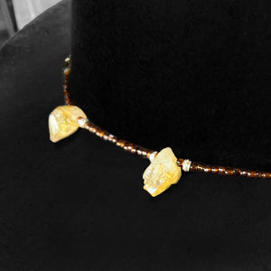 Hand-Painted Wool Fedora Hat with Citrine Crystals