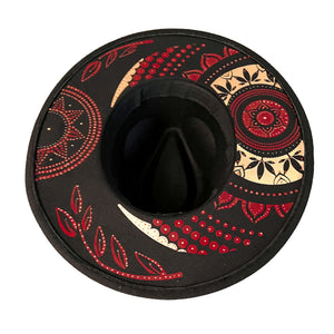 Hand-Painted Wool Fedora Hat with Citrine Crystals