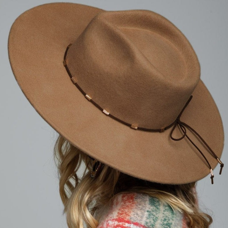Tan Wide Brim Hat Fedora Hat for Women