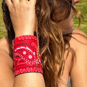 Red Bandana Cuff Wrist Wallet - Slim Wallet Card Holder by SoFree