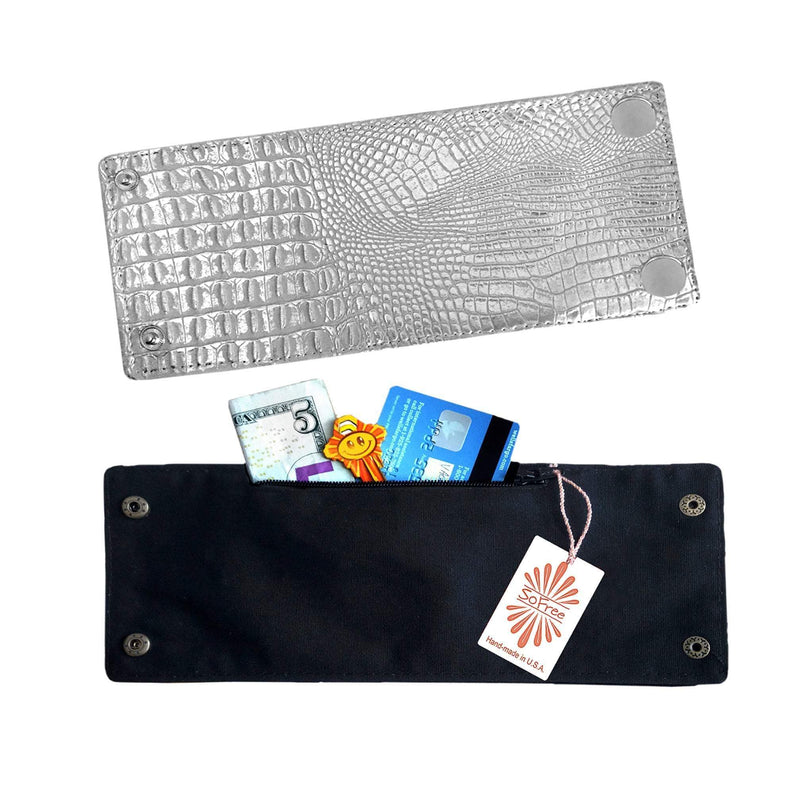 Buy Online High Quality, Beautiful and Stylish Silver Croc Skin Wrist Wallet - SoFree Creations