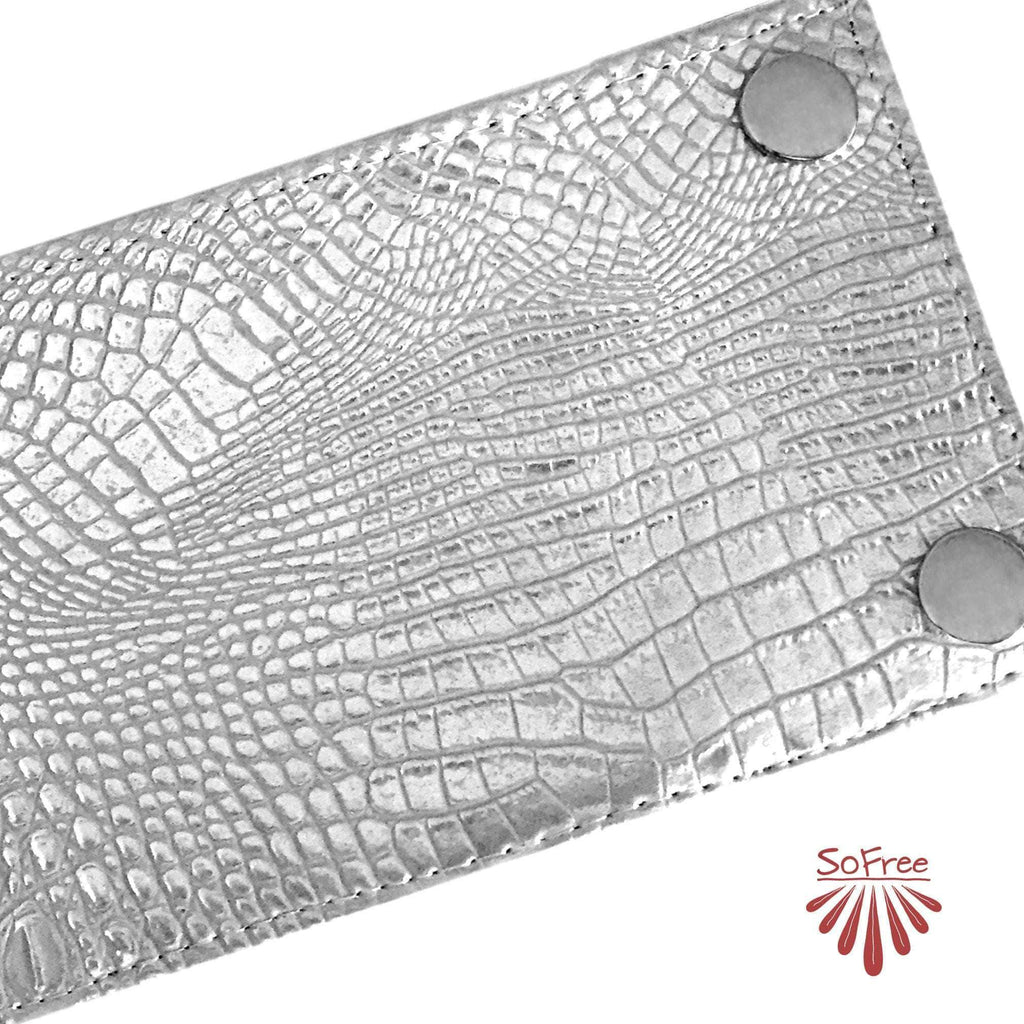 Buy Online High Quality, Beautiful and Stylish Silver Croc Skin Wrist Wallet - SoFree Creations