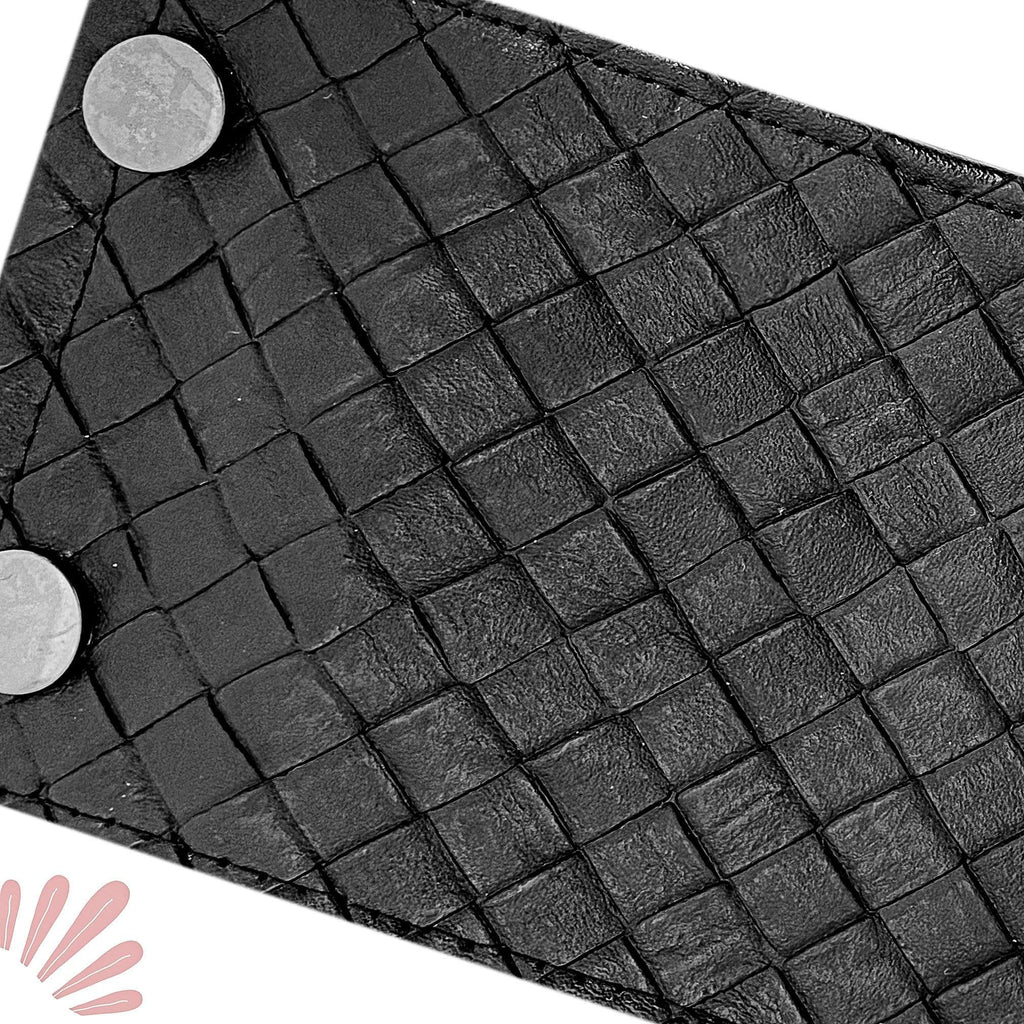 Leather Cuff Bracelets For Men - Black Thin Wrist Wallet