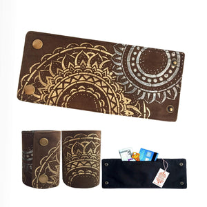 SoFree Creations Wrist Wallet Mandala Wristband Wallet - Brown Faux Suede Wrist Wallet