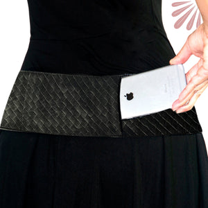 SoFree Creations Belt Phone and Money Holder Belt - Black Belt with Secret Pockets