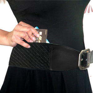 SoFree Creations Belt Phone and Money Holder Belt - Black Belt with Secret Pockets WFLBELT20-XS