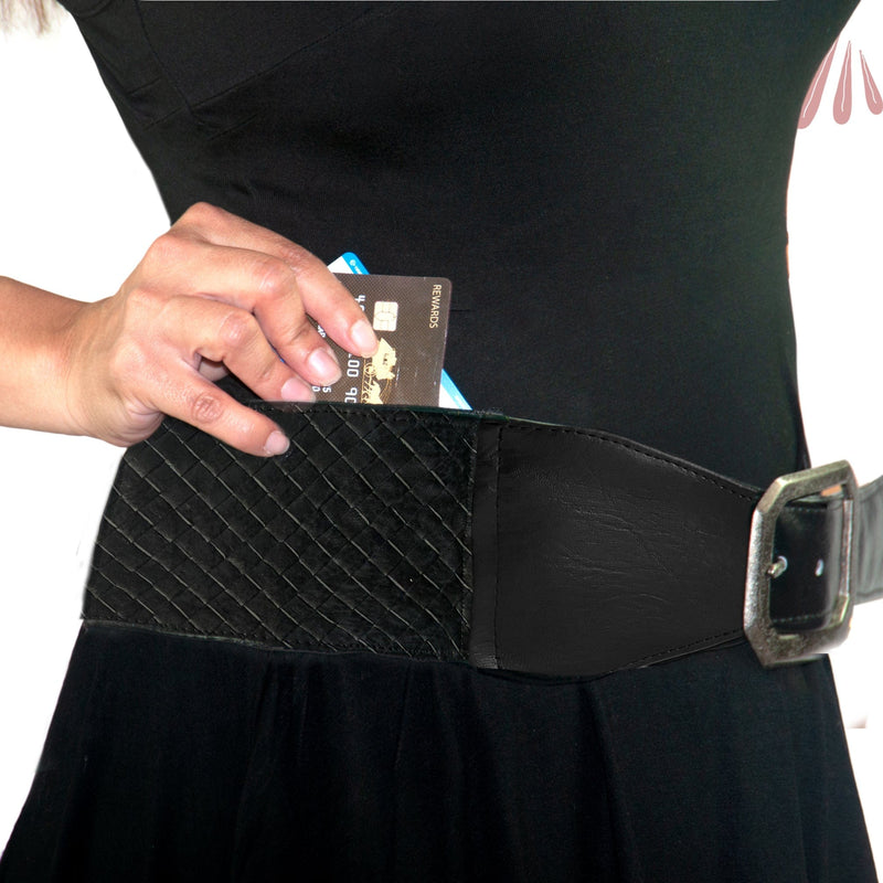 SoFree Creations Belt Phone and Money Holder Belt - Black Belt with Secret Pockets WFLBELT20-XS