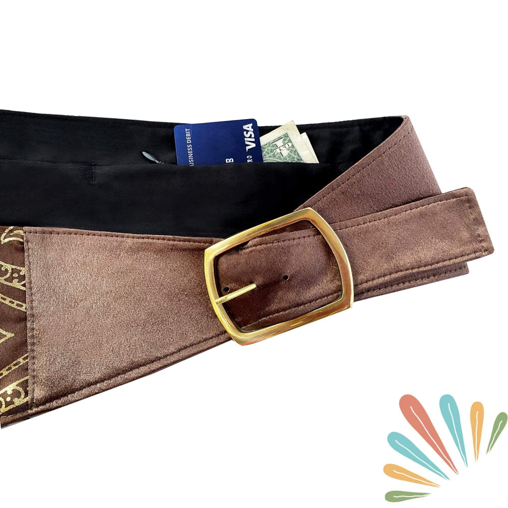 Buy Online High Quality, Beautiful and Stylish Belt with Hidden Pockets | Golden and Brown - SoFree Creations