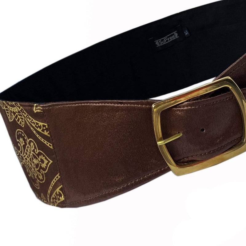 Buy Online High Quality, Beautiful and Stylish Belt with Hidden Pockets | Golden and Brown - SoFree Creations