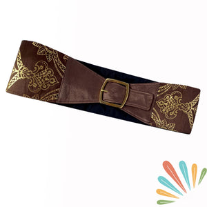 Buy Online High Quality, Beautiful and Stylish Belt with Hidden Pockets | Golden and Brown - SoFree Creations