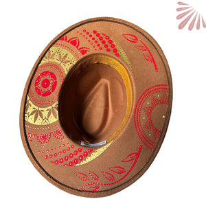 SoFree Creations | Wrist Wallets and Belt Wallets Hats Tan Fedora Hat | Hand Painted Hat HFSL-NCC