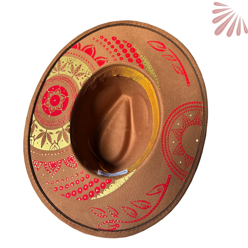 SoFree Creations | Wrist Wallets and Belt Wallets Hats Tan Fedora Hat | Hand Painted Hat HFSL-NCC