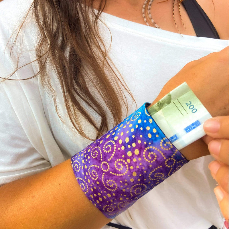 SoFree Creations Wrist Wallet Wristband Wallet - Purple Batik Wallet
